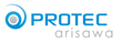 Protec Arisawa logo with blue and gray design on a white background